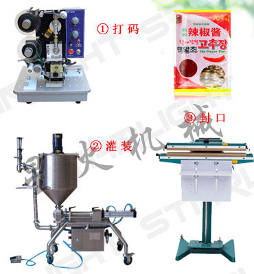 袋裝辣椒醬灌裝機(jī)（打碼-灌裝-封口）